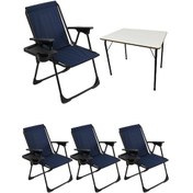 Resim Natura 4 Adet Kamp Sandalyesi Dikdörtgn Bardaklık Lacivert + Masa Lacivert 