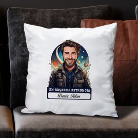 Resim Karikatürlü En İyi Erkek Astronom Yastık 