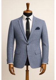 Resim Fabio Cassani Erkek İtalyan Kesim Tek Düğmeli Blazer Ceket Klasik Ve Modern Şıklık Açık Mavi 