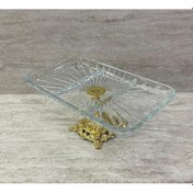 Resim Ayaklı Dekoratif Cam Çerezlik Meyvelik Sunumluk 3 Bölmeli 