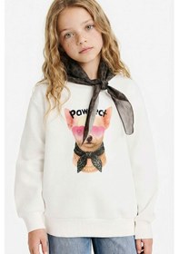 Resim Defacto Kız Çocuk Overshirt Fit Baskılı İçi Yumuşak Tüylü Sweatshirt G6416a825wner103 Ekru-er103 