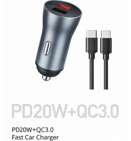 Resim 20w Pd + Qc3.0 Araç Şarj Cihazı + Usb-c Kablo Çift Çıkış Hızlı Şarj Seti Pd20w Qc3.0 2.4a 