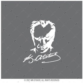 Resim Bay Etiket Mka6 Kemal Ataturk Silueti Mat Beyaz 