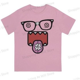 Resim Snapbuy Domo Kun Erkek Ve Kadın Pamuklu Tişört - Kısa Kollu O Yaka Spor Giysisipembe Pembe 