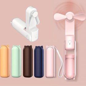 Resim USB Şarj Edilebilir 3'ü 1 Arada Mini El Tipi Fan ile Güç Bankası, El Feneri ve Cep Tasarımı - Taşınabilir 12-19 Çalışma Saati, Seyahat, Yaz, Konserler ve Kirpik Bakımı için İdeal - Kadınlar için Mükemmel Hediye (Beyaz) 