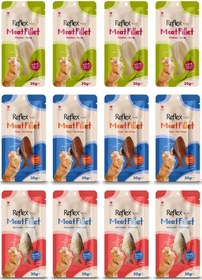 Resim Fileto Et Yetişkin Kediler İçin Ödül Maması Tavuk, Ton , Uskumru 12 Paket 