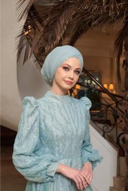 Resim Adelina Payet İşlemeli Tesettür Abiye Elbise - Siyah / 38 