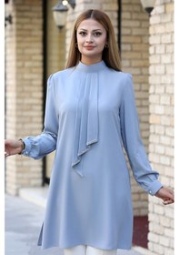 Resim Raika Moda Işıltı Taş Detaylı Büyük Beden Tesettür Tunik Gri 