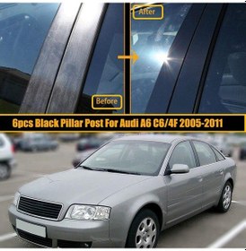 Resim 6 Adet Araba Pencere Çerçevesi Ayağı Sonrası Trim Çıkartmalar A6 C5/4b 1997-2004 Fit C6/4f 2005-2011 Bc Sütun Kapağı Oto Styling 