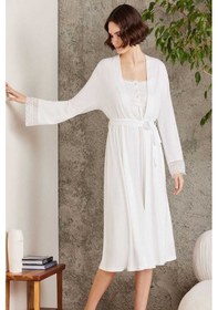 Resim Pierre Cardin 4005 Hamile Lohusa Sabahlıklı Gecelik Takım-ekru 