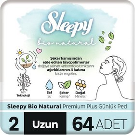 Resim Sleepy Bio Natural Premium Plus Günlük Ped Uzun 64 Adet Ped 