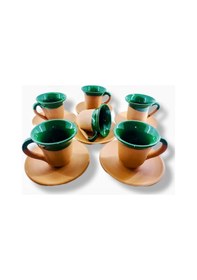 Resim Laleli Fincan Takımı Petrol Yeşili 