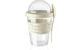 Resim Hepta Collection Take'n Go Kapaklı Kaşıklı Yoğurt ve Diyet Kabı 600 ml (Beyaz) 