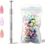 Resim 100 adet Ombre Mini Tırnak Sanatı Süngerleri ile Tutma Kalemi Renkli Aura Tırnak Süngeri Seti Fırça Jel Tırnaklar için Süngerli Gradyan Sünger ile Tek Kullanımlık Jel Oje Paleti Kağıdı 