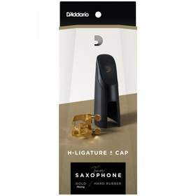 Resim D'Addario HTS1G Tenor Saksafon H-Ligature ve Kapak Seti | Altın Kaplama (Gold) Harrison Tarzı Tasarım, 4 Noktadan Eşit Baskı ile Maksimum Rezonans 
