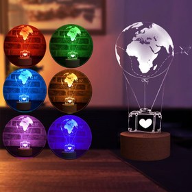 Resim Seyahat Balonu Figürlü Dekoratif Hediye Led Masa Lambası | BYLAMP 