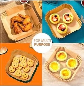 Resim Airfryer Pişirme Kağıdı, Fritöz Yağlı Kağıdı, Yanmaz Kağıt 50 Adet (KARE) 