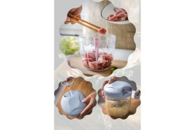 Resim Berdina Home Pratik Ipli El Rondosu 5 Çelik Bıçaklı Büyük Boy Sebze Meyve Et Soğan Doğrayıcı Blender Rende Mavi 