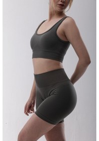 Resim Playsportswear Seamless Gri Normal Bel Kısa Fitted Basic Sporcu Tayt Gri 