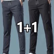 Resim Erkekler için iki paket rahat spor pantolonu - Polyester malzeme, bol dikizli, rahat ve nefes alabilir, tüm mevsimler için dış mekan aktivite pantolonu 