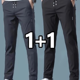 Resim Erkekler için iki paket rahat spor pantolonu - Polyester malzeme, bol dikizli, rahat ve nefes alabilir, tüm mevsimler için dış mekan aktivite pantolonu 