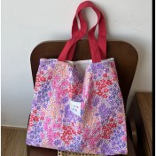 Resim Yan Department Store Renkli Çiçekli Çanta Çift Katmanlı Büyük Kapasiteli Kız Öğrenci Alışveriş ve Işe Gidip Gelme Omuz Çantası (Yurt Dışından) 