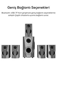 Resim Mikado 120w 5 1 Ses Sistemi Bluetooth Speaker 120w Usb Sd Fm Destekli Multimedia Hoparlör 