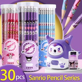 Resim Okula dönüş öğrenci özel 30 adet Sanrio çizgi film sevimli tarz silgi ile kalem kutusu 