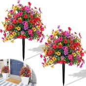 Resim Yapay Mor Eukaliptüs Bitkisi, UV Dayanıklı Çok Renkli Plastik Sahte Bitki, Bahçe, Veranda, Pencere Eşiği ve Ev Dekorasyonu için Uygun, Düğünler, Nişanlar ve Tüm Mevsimler için Mükemmel, Kaplama Gerektirmez - İç/Dış Kullanım - Simülasyon Ağacı 