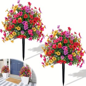 Resim Yapay Mor Eukaliptüs Bitkisi, UV Dayanıklı Çok Renkli Plastik Sahte Bitki, Bahçe, Veranda, Pencere Eşiği ve Ev Dekorasyonu için Uygun, Düğünler, Nişanlar ve Tüm Mevsimler için Mükemmel, Kaplama Gerektirmez - İç/Dış Kullanım - Simülasyon Ağacı 