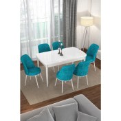 Resim Canisa Concept Via Serisi Açılabilir Beyaz Renk Mutfak Masası Takımı, Yemek Masası+6 Adet Sandalye 