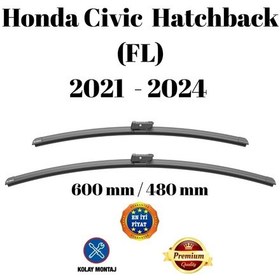 Resim Honda Civic Hb Hatchback Fl 2021 2022 2023 2024 Uyumlu Ön Cam Muz Tipi Silecek Süpürgesi Seti 600/480mm Silbak 