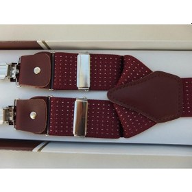 Resim Bordo Beyaz Puantiyeli Pantolon Askısı Bordo 