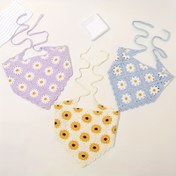 Resim 1 adet Bohemian Tığ İşi Bandana - Çiçekli Papatya Deseni, Yumuşak Tığ İşi Kumaş, Pastel Mor/Sarı/Beyaz/Lavanta/Mavi, Kadınlar için Ayarlanabilir Elastik Bant, Günlük ve Resmi Kıyafetler için Çok Yönlü Saç Aksesuarı, Moda Başlık, Detaylı Baş Giyim 