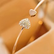 Resim Zinc Alaşımı ile Rhinestone Aksesuarları, Kadınlar için Açık Kulp, Günlük ve Parti Giyim için Çeşitli, Tüm Mevsimler Aksesuarı - 1 Parça, Sade Şık Kalp Mücevher Kolye 