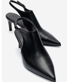 Resim Luvishoes Rosalıe Siyah Cilt Sivri Burunlu Kadın Topuklu Ayakkabı 
