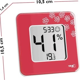 Resim Tfa Style Kırmızı Çiçekli Termometre Nem Ölçer 