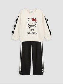 Resim LC Waikiki NEVAVM Farkıyla Hello Kitty Baskılı Kız Çocuk Sweatshirt ve Eşofman Altı 