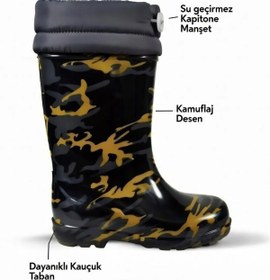 Resim Raining Su Geçirmez Kamuflaj Yağmur Çizmesi - Kaymaz Taban Outdoor Bot 