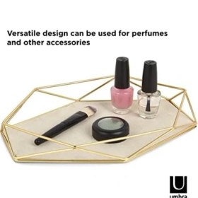 Resim Prisma Takı Rafı - Yüzükler, Küpeler, Bileklikler, Saatler ve Diğer Aksesuarlar Için Takı Tepsisi, Metal/mat Altın 