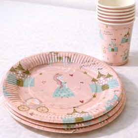 Resim Rapunzel Temalı Somon Karton Tabak Bardak Set 8 li 