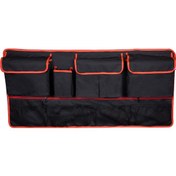 Resim Mufunye Araba Bagajı Organizasyon Çantası, Koltuk Arka Yüzey Depolama Aleti, Çok Fonksiyonlu Oxford Kumaş Askı Torbası Siyah-kırmızı 