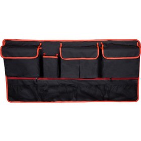 Resim Mufunye Araba Bagajı Organizasyon Çantası, Koltuk Arka Yüzey Depolama Aleti, Çok Fonksiyonlu Oxford Kumaş Askı Torbası Siyah-kırmızı 
