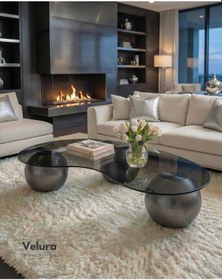 Resim Küre Orta Sehpa - Silver - Fasulye - Füme Cam Gümüş 