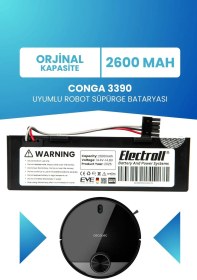 Resim Conga 3390 Uyumlu Batarya (ORJİNAL KAPASİTE) 2600mah Pil Kutulu Robot Süpürge Bataryası Değişimi 