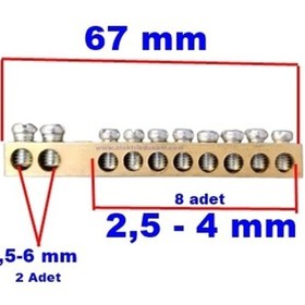 Resim Mutlusan 8+2 10lu Delikli Nötür Ve Topraklama Klemensi Ayaksız Papuçsuz 