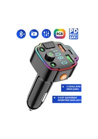 Resim Transmitter Bluetooth Fm Araç Kiti Kolay Bağlantı Araba Müzik Mp3 Çalar Oto Çakmaklık Hızlı Şarj 