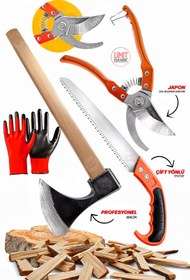 Resim PROXTECH Bahçe El Aletleri 4 Parça Bağ Budama Makası/ 300m Testere /Metal Nacak Balta/ Eldiven/ Fırsat Paket 