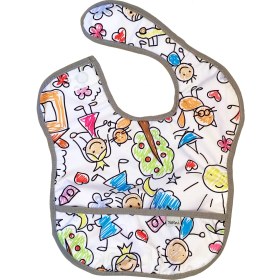 Resim Yorni, Alt Açma Hediyeli, 2 Adet, 6-24 AY, Family Sıvı Geçirmez, Sızdırmaz, Cepli ve Boyundan Cırtlı Bebek Mama Önlüğü 