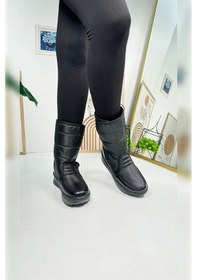 Resim Nstil Alves Unisex Kadın - Erkek - Çocuk Kar Botu İçi Kürklü Cırt Cırtlı Kaymaz Taban Ayakkabı 802 Siyah 
